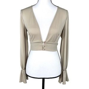 Urban Outfitters Greenish Taupe Cropped Blouse